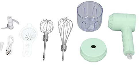 XIASABA Batidora de mano inalámbrica para hornear de 18 x 13 x 12 pulgadas, batidora de mano inalámbrica pequeña para el hogar, 3 batidores cambiantes para cocina, hornear, color verde