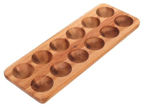 Amosfun Portauova in Legno Di Acacia 12 Scomparti Resistente Per Cucina e Frigorifero Organizer Da Banco Multifunzionale Per Conservazione e Esposizione Uova