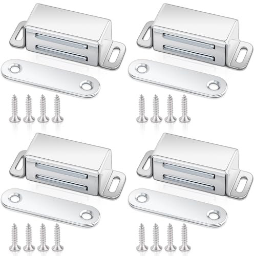 Cabinet Magnets 4 Pack 15KG Magnetic Door Catch Heavy Duty, Small Cupboard Door Magnets Drawer Magnet Strong for Kitchen Wardrobe Closet Drawer Latch Door