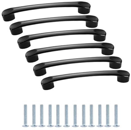 LEOEZYA 6 Pieza Tiradores Cocina 96mm Centros de Orificio,Tiradores Armarios Negro Aleación de aluminio Tirador Puerta manijas de gabinete perfecto para Cocinas,Oficina,Cajones,Gabinete,Armario
