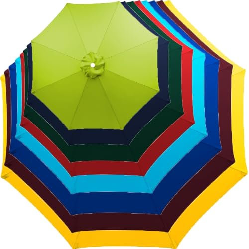 VLKLPZAHAK Copertura Di Ricambio Per Ombrellone Da Giardino Rotondo Da 10 Piedi Con 8 Stecche, Tetto Di Ricambio Per Ombrellone Da Mercato, Parte Superiore Di Ricambio, Verde/giallo/rosso/blu(Dark gre