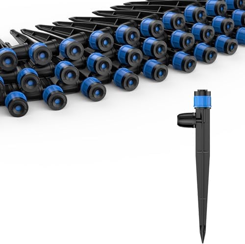Pawfly 30 goteros de riego, gotero para manguera de riego por goteo de 6 mm, cabezales de aspersor con flujo de agua ajustable de 360°, gotero de jardín para sistema de riego de plantas