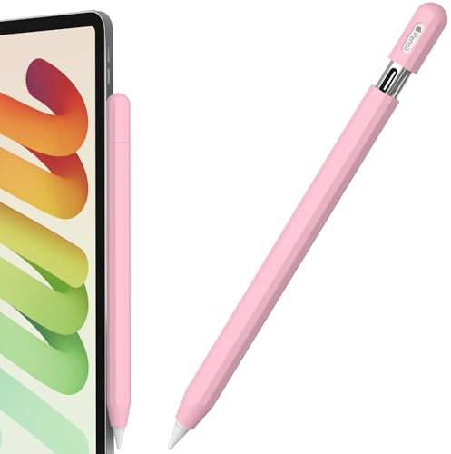 FAFALITHIC Schlanke Silikon Hülle für Apple Pencil USB‑C (Rosa) | Zehneckige Schutzhülle, Komfortabler Griff, Unterstützt Magnetische Befestigung