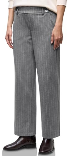 Street One Women's 3817469 Straight Leg Trousers, Dark Pelican Grey Mel, 38W x 30L