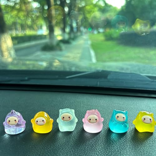 Baofuwan Mini Ghost, Auto Dashboard Dekorationen mit abnehmbarem Klebstoff, bunter Ruß Elf Glow in der Dunkelheit Ornament (Geist-Mehrfarbig)