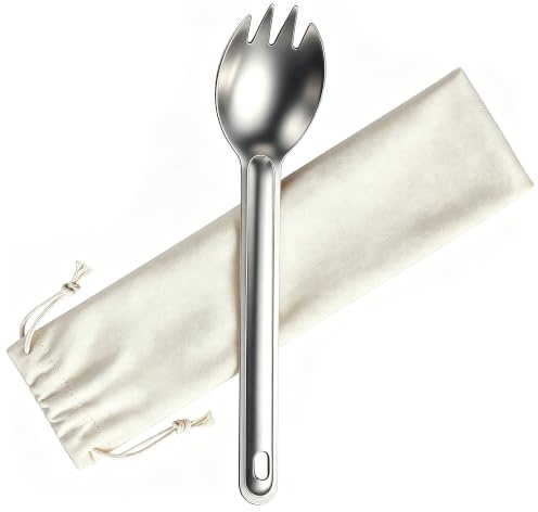Titanium Spork, 6.18 Inch Long Handle, Silver