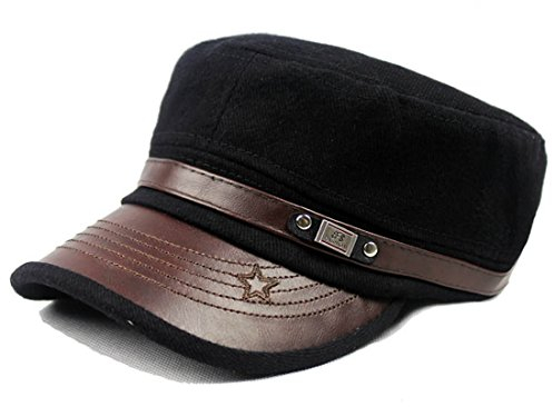 Kuyou Vintage Baseballmütze Kappe Unisex Army Military Flat Cap (Schwarz)