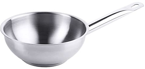 Contacto Sauteuse Edelstahl 18/10 Ø16 cm mit Rohrgriff & Schüttrand, induktionsgeeignet, Kapselboden, Kochtopf ohne Deckel
