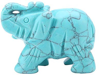 Hilitand Figuras de Elefantes de Cristal, 2 Pulgadas de Jade Natural Tallado Figuras de Cristal de Elefante Decoración para el hogar Artículos de decoración Artículo(Turquoise)
