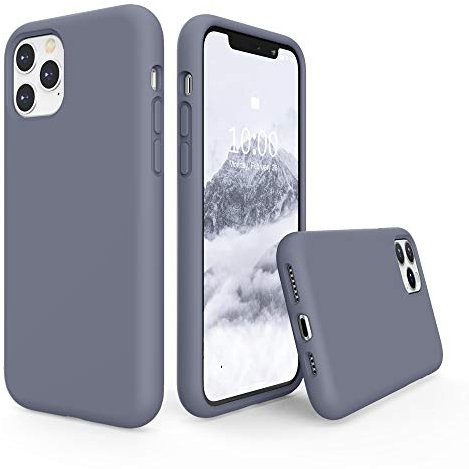 SURPHY Liquid Silicone Case Compatible with iPhone 11 Pro Max Case, Soft Rubber with Microfiber Cloth Lining Full Body Design Shockproof Case for iPhone 11 Pro Max 6.5, Lavender Grey