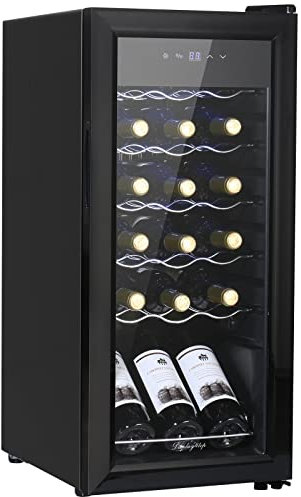 display4top Wine Fridge, Wine Cooler,Wine refrigerator,Digital Touch Screen Controls,black (18 Bottles)