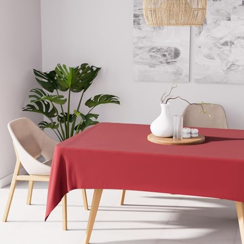 Soleil d'ocre, ALIX Tischdecke 140 x 200 cm, Rot, Wasserabweisendes, schmutzabweisendes Polyester