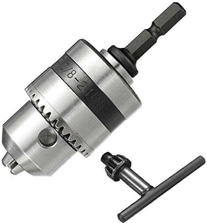Bestgle 0.5-6mm 1/4 Hex Shank Drill Chuck Adapter Mount 3/8-24UNF Quick Change Connect Conversion Chuck with Key