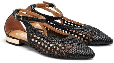 GIOSEPPO Bailarinas Negras Trenzadas DE Punta Fina para Mujer DELL