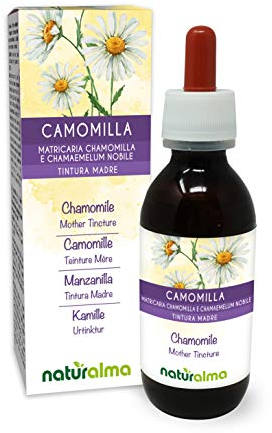 Echte Kamille und Römische Kamille (Matricaria chamomilla und Chamaemelum nobile) Blüten Alkoholfreier Urtinktur Naturalma - Flüssig-Extrakt Tropfen 120 ml - Nahrungsergänzungsmittel - Veganer