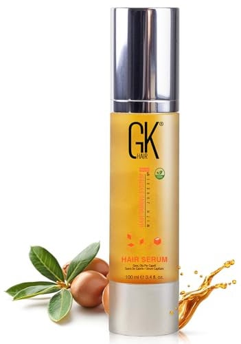 GK HAIR Global Keratin 100% Organic Argan Oil Anti Frizz Hair Serum (3.4 Fl Oz/100ml) Styling Glättung Kräftigung Hydratisierung & Nähren Hitzeschutz Glanz Frizz Control Dry Damage Hair Repair
