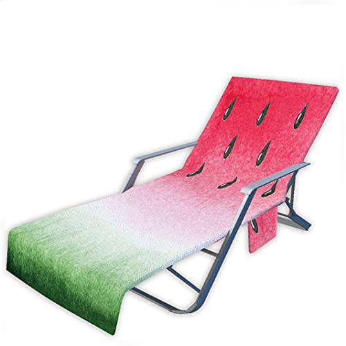 Strandtuch Liege-Set Lounge Chair Strandtuchbezug Mikrofaser Schnelltrocknendes Pooltuch Badetücher Mit Tasche,Pflanzen Frucht Wassermelone Ananas Muster (Color A)