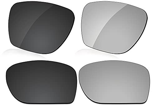 LenzReborn Polarisierte Gläser, Ersatz für Oakley Sylas OO9448 Sonnenbrille, weitere Optionen, Dunkelschwarz + Silbergrau, Einheitsgröße
