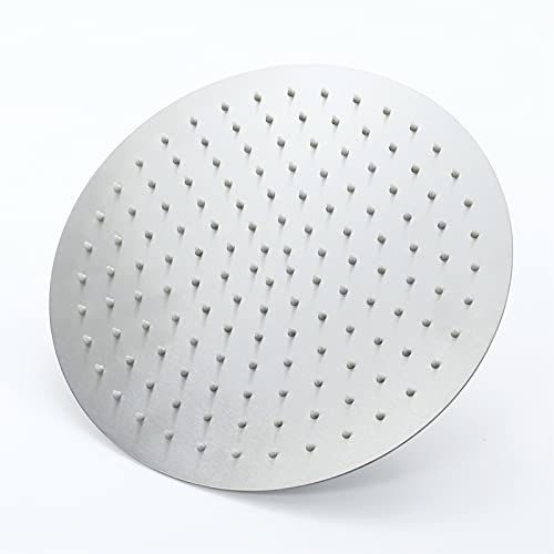 Ksunun Duschkopf Regendusche Runden 304 Edelstahl Regenduschkopf Gebürstetes Finish Ultradünner Einbauduschköpfe mit Anti-Kalk-Düsen Installierbar an der Wand oder Decke,12 inches