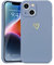 Wirvyuer for iPhone 14 Case with Cute Heart Pattern Soft Shockproof Protective Silicone Phone Case for Women Girls, Blue Grey