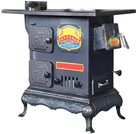 RPLM YYUINU Stufa A Legna/Carbone Con Riscaldamento, Doppio Forno Indipendente, Acciaio Puro, per Ville, Cortili, Cucina, 63×40CM