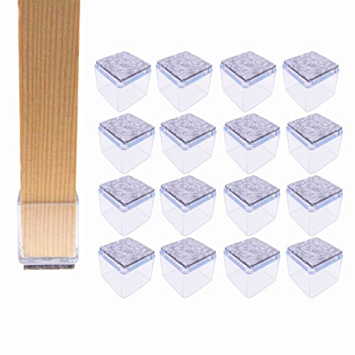 16x Schutzkappen Für Stuhlbeine | Stuhlbeinkappen Filz | Stuhlbeinkappen | Filzgleiter für Stühle | Stuhlbeinschoner | Möbelgleiter | Stuhlsocken | Stuhlgleiter (Quadratisch, 25x25mm)