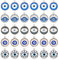 DICOSMETIC 30 Stück Leuchtender Glasauge Charm Blauer Böser Blick Charm Flacher Runder Charme Türkischer Schutz Charm Edelstahl Hamsa-Augen-Charm Für Die Schmuckherstellung, Bohrung: 1.6 mm