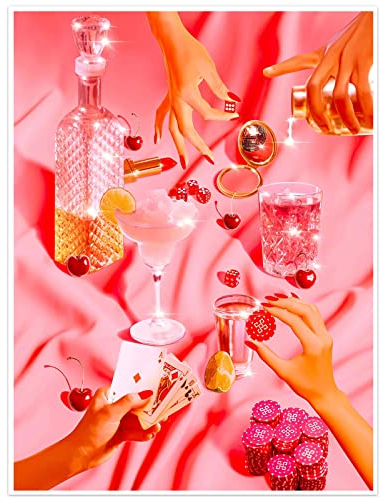 Rosa Wanddekor-Poster – Trendige Leinwand-Wandkunst-Dekoration – Funky niedlich lustige Badezimmer-Wandkunst – für Schlafzimmer, Wohnheim, Badezimmer, Bar (30,5 x 40,6 cm, ungerahmt)