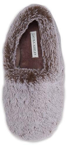 Laura Ashley Ladies Plush A-line Slippers, Large