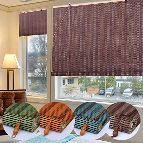 DUYULIANG Bambus Rollo Jalousine Schattierungsrate 75%, Hochwertiges Bambus Raffrollos RollläDen FüR Fenster, Sonnenschutz, Mit Zubehör, Für Schlafzimmer Wohnzimmer Küche Büro Restaurant Café Hotel