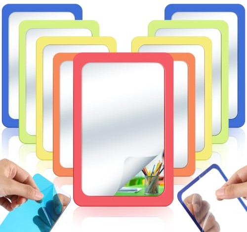 Dandat Kleine Spiegel für Kinder, Kleinkinder, kindersicher, bruchsicher, 15,2 x 10,2 cm, unzerbrechlich, Klassenzimmer, Bastelspiegel, runde Ecken in Vorschule, Kindertagesstätte, Kindergarten, 10