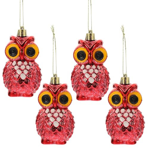 Abaodam 4 Stück Eule-anhänger Eulen-emaille-anhänger Weihnachten Hängendes Tier Süße Eulenstatue Eulen-anhänger-Charms Christbaumschmuck Eule Figur Plastik Der Baum Weihnachtsutensilien