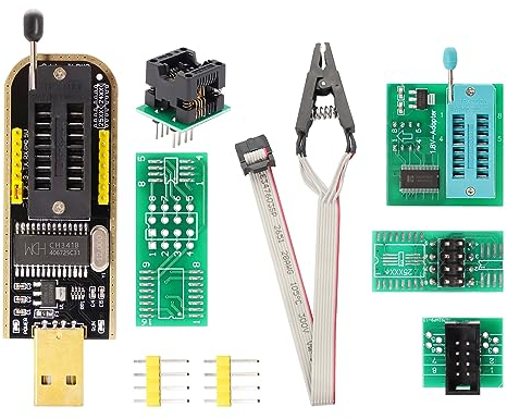 XTVTX SOIC8 SOP8 Test Clip, CH341B, 1,8V-Wandler, SOP8 auf DIP8 Einbrennsockel für EEPROM 25CXX / 24CXX + CH341A 24 25 Serie, USB, für Windows, macOS, Linux, Personal Computer, Laptop