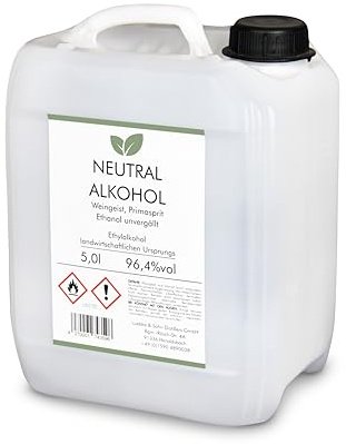 5l Weingeist Primasprit Trinkalkohol 96,4% vol - zum Ansetzen von Likören, Gin oder Tinkturen - 5l Kanister