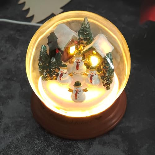 Personalisierte Weihnachten Schneekugeln Light Up Familie Schneemann Kristallkugel Nachtlicht,1-8 Namen Weihnachten Schneekugel Ornament mit LED Lampe Weihnachten Dekorationen Geschenke für Familie