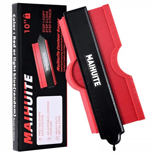MAIHUITE Contour Gauge Tool 10 Inch with Adjustable Lock - Precision Shape Duplicator Tool for Woodworking, Tile Flooring, Plumbing - Measuring Shape Outline Angle, DIY Projects,Gift Ideas for Men