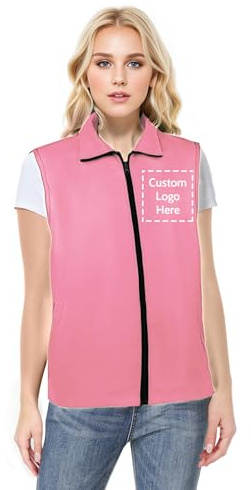 TopTie Gilet sans manches personnalisé sans manches imprimé brodé fermeture éclair intégrale uniforme bleu roi gilet non doublé