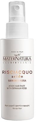 Maternatura, Risciacquo Acido Capelli al Geranio Rosa, Spray Risciacquo Finale agli Acidi della Frutta per Rimuovere i Residui di Calcare, Pronto all'Uso, Bio, Made in Italy - 150 ml