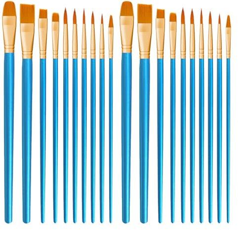 CNMTCCO Juego de 20 pinceles de pintura de nailon para el cabello, para acrílico, óleo, acuarela, gouache, pintura facial, pinceles para niños y adultos (azul)