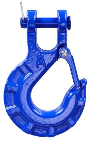 Gancio a forcella, in acciaio inox, gancio girevole per verricello, gru, gancio girevole per sollevamento pesi e costruzione navale (blu)