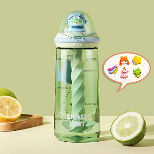GraSky Cute Green Protein Shaker Bottle - 20 oz, 580ML - Paleta mezcladora, Pajita incluida