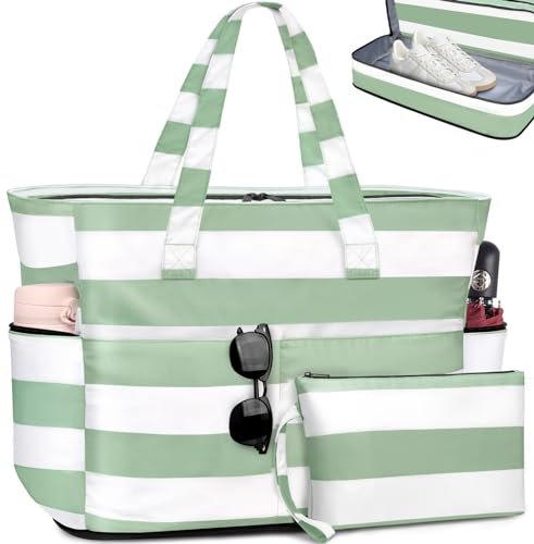 ENONEO Große Strandtasche mit Reißverschluss XXL Familie Strandtasche Damen Groß Shopper Tasche Beach Tote Bag Reisetasche Wasserdicht Badetasche Saunatasche mit Nassfach & Schuhfach,55L