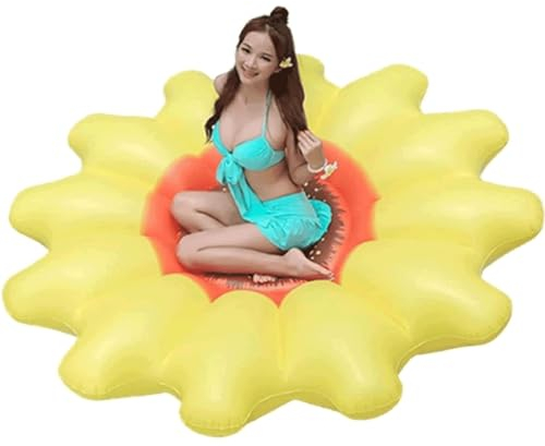 WSSDMFF 180 cm Schwimmring für Erwachsene, Floß, attraktive Partydekoration, Schwimmring, Sonnenblumenform, Wasser schwimmender Liegestuhl