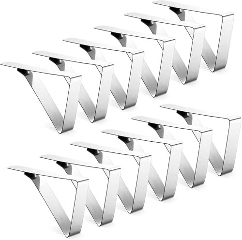 quxup Pinces à nappe pour table à manger en plein air - En acier inoxydable épais et solide - Idéal pour l'extérieur et l'intérieur, la cuisine, le pique-nique (12 en acier inoxydable)