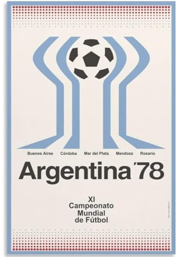 KSHAO ATHQW Calcio Argentina Wall Art 《Coppa del Mondo 1978》Poster Calcio Argentina Stampe Moderna Pittura su Tela per Home Decor Picture 20x30cm No Frame
