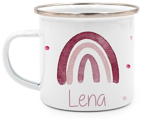 Kidsmood - Emaille Tasse Personalisiert mit Namen- Robuste Kinder Tasse für Camping & Alltag - BPA-frei, Spülmaschinenfest, Kinder Becher als Geschenke zur taufe, zur Geburt oder für Weihnachten