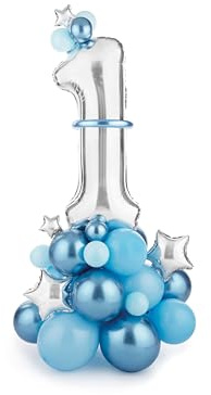 Geburtstagsdeko Jungen Blau Zahl 1 Happy Birthday Deko Folienballon Luftballon 1. Geburtstag Kindergeburtstag XXL Wiederverwendbar 42-teiliges Set