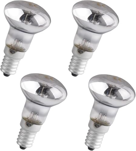 B4U Lava Lamp Bulb, 4 Pack R39 Reflector Bulbs, Dimmable Small Edison Screw SES Spot Light Bulbs, 310 Lumens, Warm White 2700K, 230V