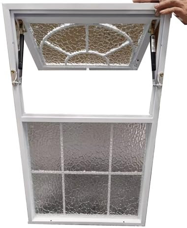 XNXYSMKJ Eingebettetes Servicefenster, Flügelfenster aus Aluminiumlegierung, Wasserwellen-gehärtetes Glas, 50 x 100 cm (Natural)