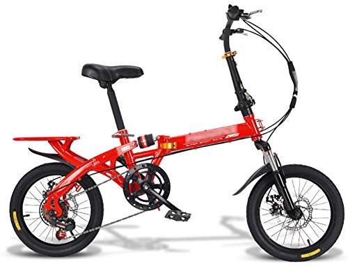 Fahrrad-Faltrad, 20 Zoll 7-Gang niedriger Einstieg Stahlrahmen Faltbares Kompaktfahrrad mit Gepäckträger-Komfortsattel und Kotflügeln für Erwachsene, Schwarz-C